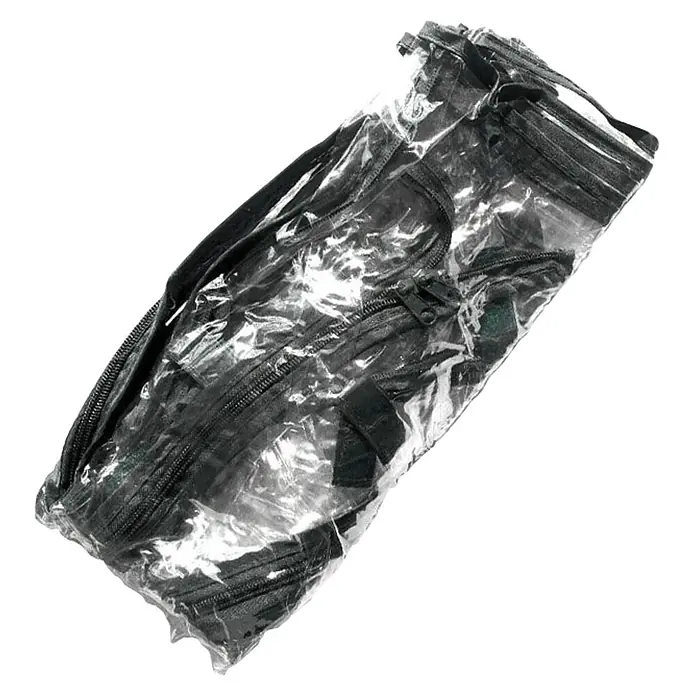 BioGreen Abdeckhaube Jumbo - Passend für: Zimmergewächshaus Jumbo XXL - Nahaufnahme einer durchsichtigen Kosmetiktasche mit schwarzen Reißverschlüssen. Perfekt für die Reiseorganisation.