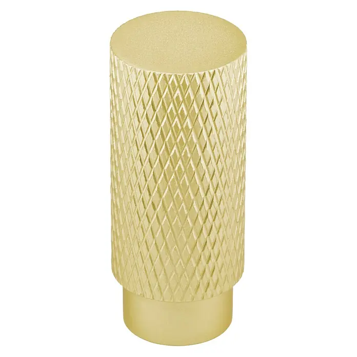 Walteco Möbelknopf Brava - Durchmesser: 12 mm, Aluminium, Gold - Goldener Knauf mit gerändelter Oberfläche. Der schicke Möbelknauf aus Metall ist ein dekoratives Element für Schränke und Schubladen.