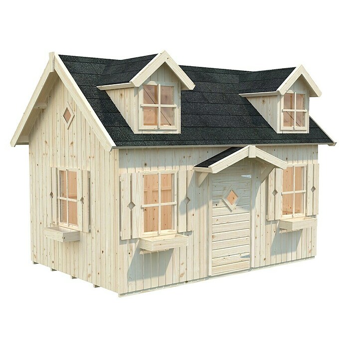 Palmako Caseta infantil Marie con altillo (L x An x Al: 286 x 193 x 234 cm, Madera, Marróm) | BAUHAUS