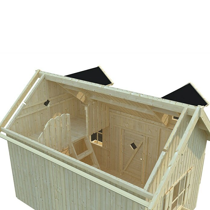Palmako Caseta infantil Marie con altillo (L x An x Al: 286 x 193 x 234 cm, Madera, Marróm) | BAUHAUS