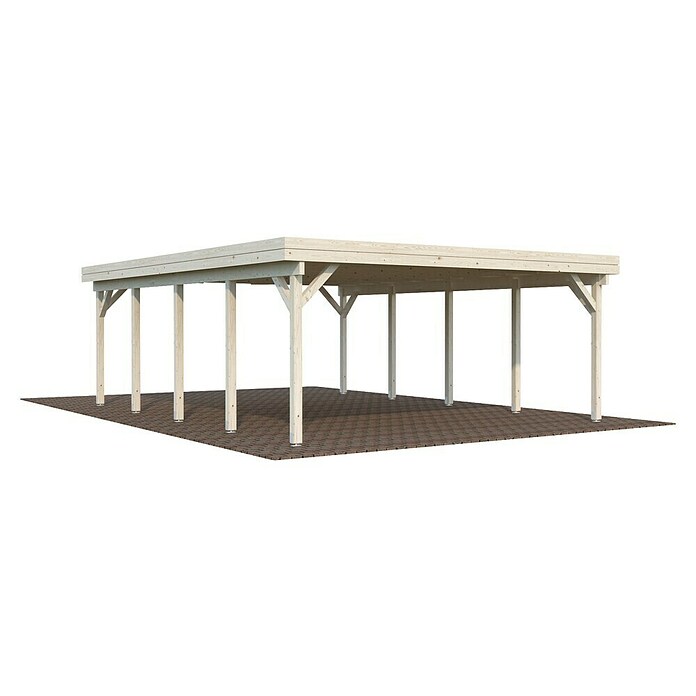 Palmako Carport Karl (Medidas ext. (An x Pr): 600 x 762 cm, Carport doble, Natural) | BAUHAUS