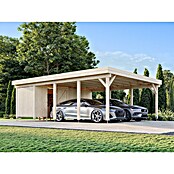 Palmako Carport doble con trastero Karl (Medidas ext. (An x Pr): 600 x 762 cm, Carport doble, Natural) | BAUHAUS