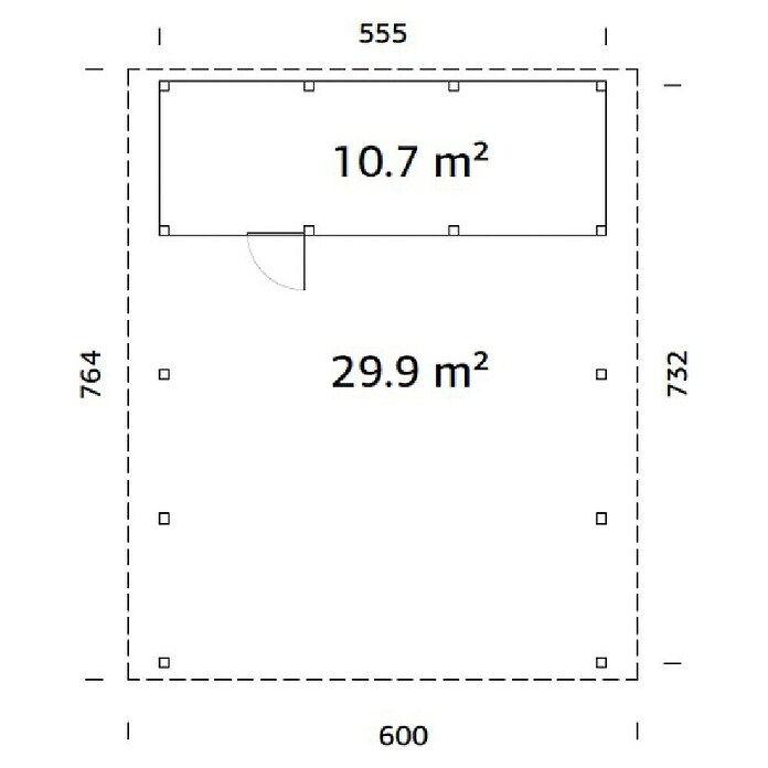 Palmako Carport doble con trastero Karl (Medidas ext. (An x Pr): 600 x 762 cm, Carport doble, Natural) | BAUHAUS