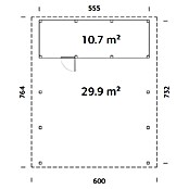 Palmako Carport doble con trastero Karl (Medidas ext. (An x Pr): 600 x 762 cm, Carport doble, Natural) | BAUHAUS