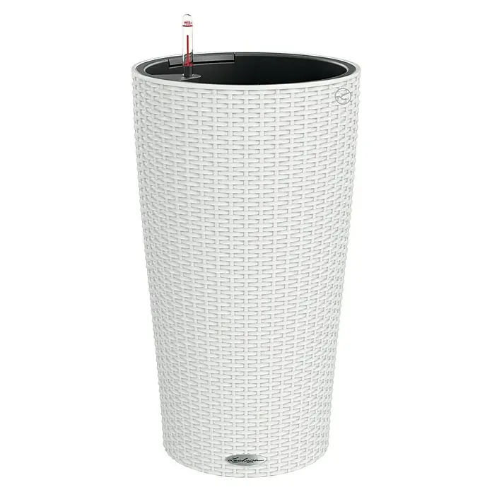 Lechuza Cottage Pflanzsäule rund Cilindro - Außenmaß (Ø x H): 32 x 56 cm, Kunststoff, Weiß - Lechuza Classico Color 43 Pflanzgefäß in Weiß mit integriertem Wasserstandsanzeiger, ideal für Innen- und Außenbereiche.
