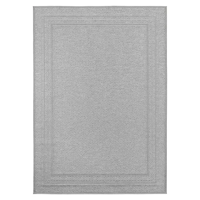 Outdoor-Teppich Desert 1304 - Grau, 290 x 200 cm, 100 % Polypropylen - Quadratischer, hellgrauer Teppich mit feiner Webstruktur und mehrfachem Bordürenrahmen, ideal für moderne Wohnräume.