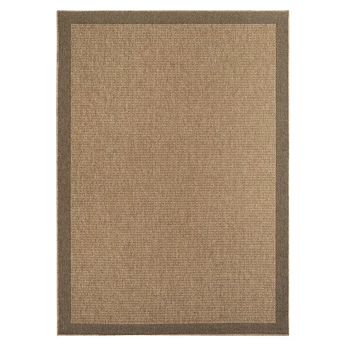 Outdoor-Teppich Timber 1402 - Beige, 200 x 140 cm, 100 % Polypropylen - Brauner Teppich mit dunklerem Rand.