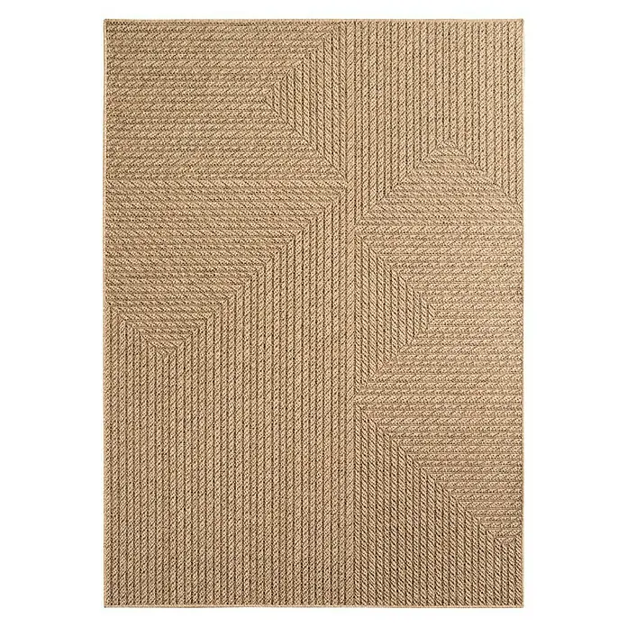 Outdoor-Teppich Timber 1404 - Beige, 150 x 80 cm, 100 % Polypropylen - Beige Sisal-Teppich mit geometrischem Muster, ideal für natürliche Textur und stilvolle Akzente in jedem Raum.
