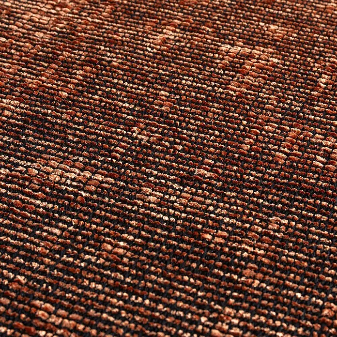 Flachgewebeteppich Space - Kupfer, 290 x 200 cm, 84 % Baumwolle, 16 % Polyester - Nahaufnahme eines braunen Teppichs mit einer dichten Textur, die für Wärme und Komfort in jedem Raum sorgt.