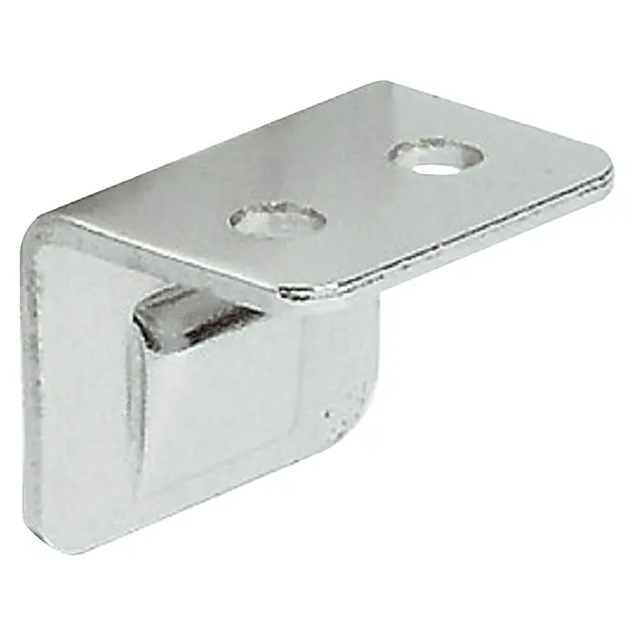 Suki Cierre de gancho - L x An x Al: 13 x 17 x 13 mm - Escuadra de esquina en forma de L de metal brillante con dos agujeros para un montaje seguro. Ideal para muebles y construcción.