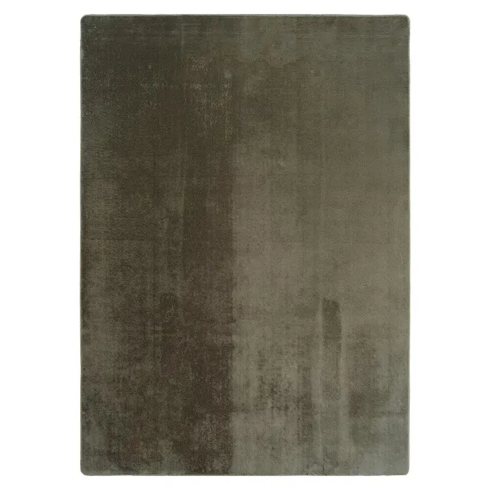 Kurzflorteppich Joy - Grün, 280 x 200 cm, 100 % Polyester - Ein grauer Teppich mit subtilen Farbvariationen und einer weichen Textur, ideal für ein modernes Interieur. Der Teppich bietet Komfort und Stil.