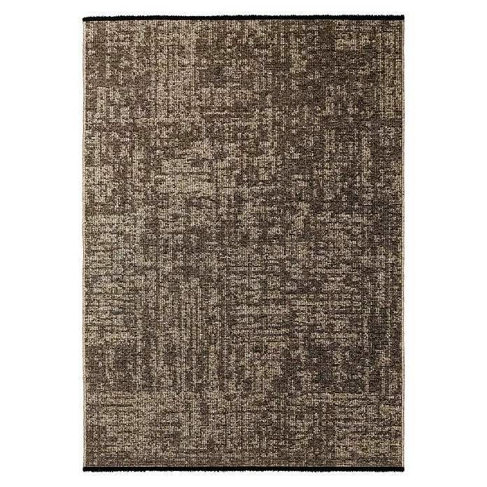 Flachgewebeteppich Space - Beige, 200 x 140 cm, 84 % Baumwolle, 16 % Polyester - Detailaufnahme eines stilvollen braunen Teppichs mit feiner Webstruktur, der Wärme und Eleganz in jeden Raum bringt.