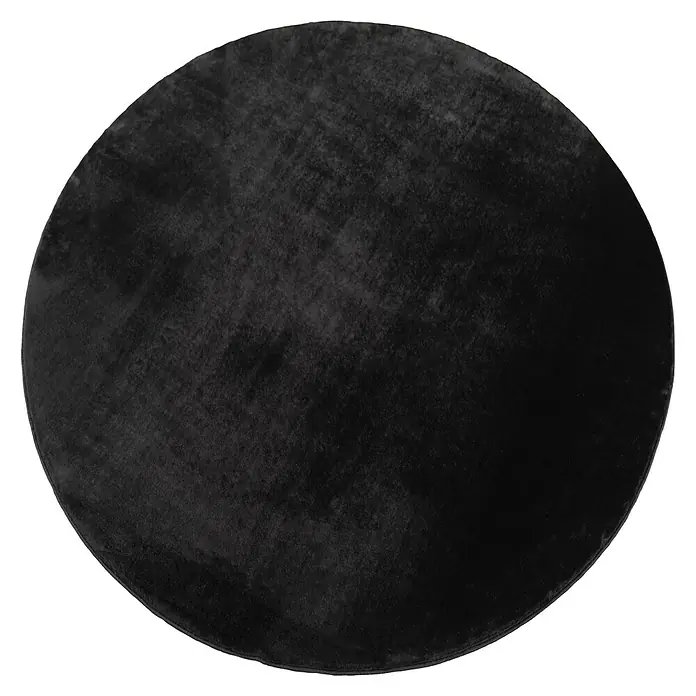 Kurzflorteppich Joy - Schwarz, Durchmesser: 80 cm, 100 % Polyester - Ein tiefschwarzer runder Teppich, der jedem Raum Eleganz und Wärme verleiht. Perfekt, um Akzente zu setzen und eine gemütliche Atmosphäre zu schaffen.