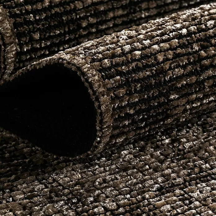 Flachgewebeteppich Space - Braun, 200 x 140 cm, 84 % Baumwolle, 16 % Polyester - Nahaufnahme eines braunen Teppichs mit Textur.