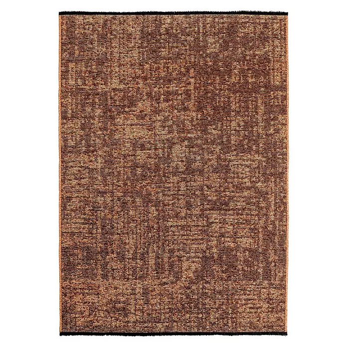 Flachgewebeteppich Space - Kupfer, 290 x 200 cm, 84 % Baumwolle, 16 % Polyester - Nahaufnahme eines strukturierten, braunen Teppichs mit einem feinen Webmuster, ideal für eine warme und einladende Atmosphäre.