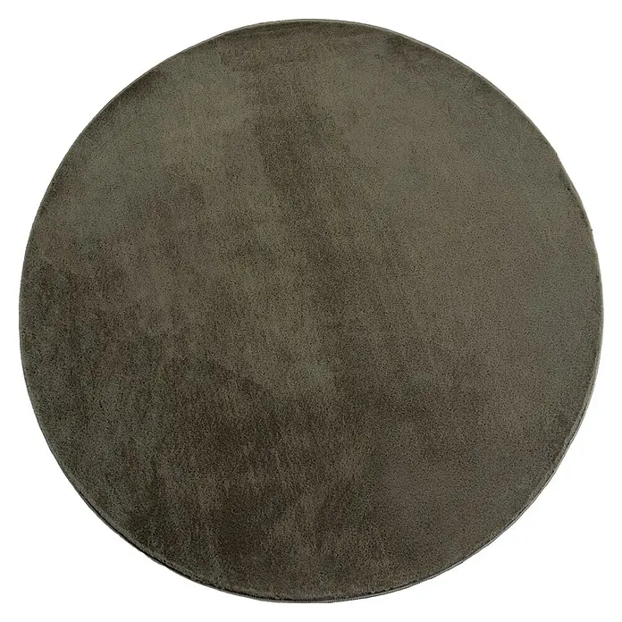 Kurzflorteppich Joy - Grün, Durchmesser: 200 cm, 100 % Polyester - Nahaufnahme eines runden, olivgrünen Teppichs mit weicher Textur, ideal für eine gemütliche und stilvolle Wohnatmosphäre.