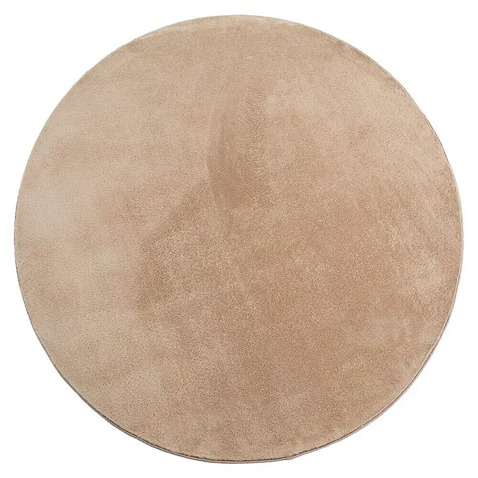 Kurzflorteppich Joy - Beige, Durchmesser: 200 cm, 100 % Polyester - Ein beiger runder Teppich aus weichem Material, ideal für ein gemütliches Zuhause, bietet Komfort und Wärme.
