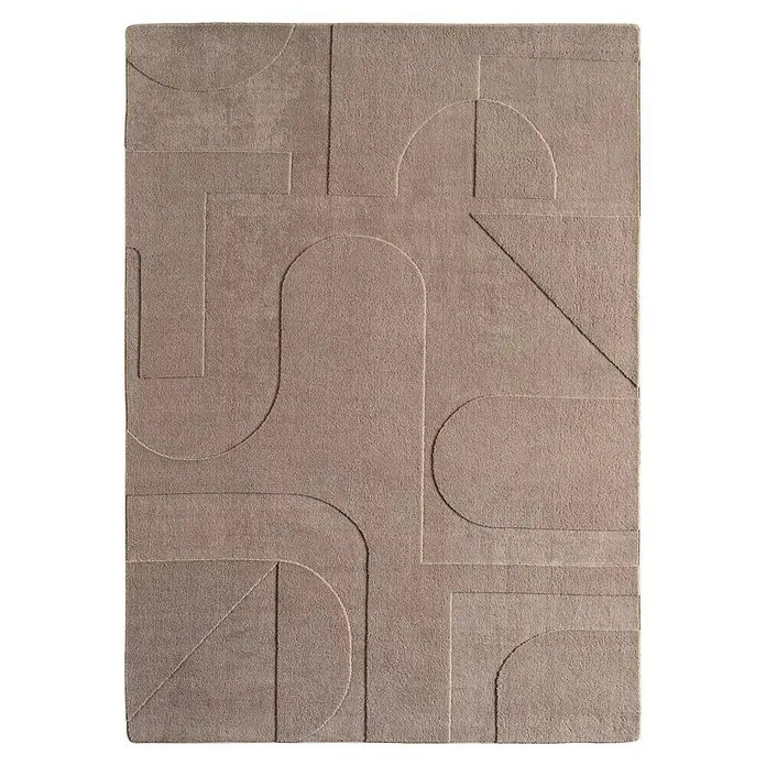 Kurzflorteppich Pompei 1614 - Beige, 230 x 160 cm, 100 % Polyester - Beige geometrischer Teppich mit grafischen Mustern und Textur. Ein stilvolles und modernes Wohnaccessoire für jeden Raum.
