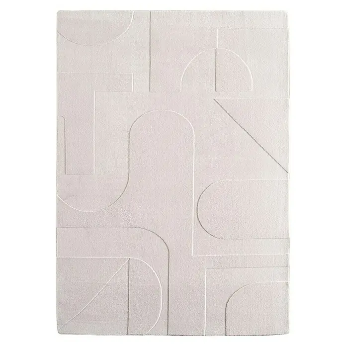 Kurzflorteppich Pompei 1614 - Creme, 230 x 160 cm, 100 % Polyester - Weißer Teppich mit modernem geometrischem Design. Ein stilvolles Wohnaccessoire mit strukturierten Formen für ein elegantes Ambiente.