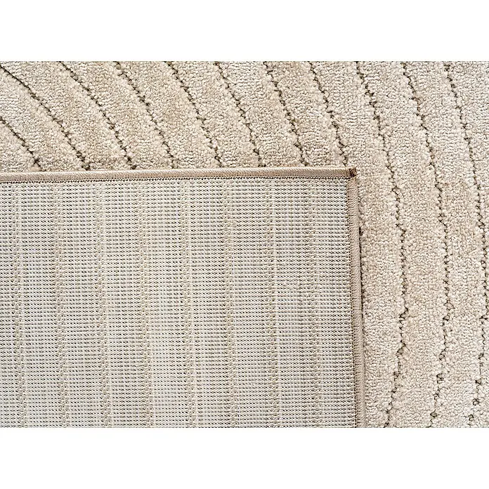 Outdoor-Teppich Nova I - Beige, Durchmesser: 80 cm, 100 % Polypropylen - Nahaufnahme eines beigen Teppichs mit dezentem Muster, der eine gemütliche und stilvolle Atmosphäre ausstrahlt.