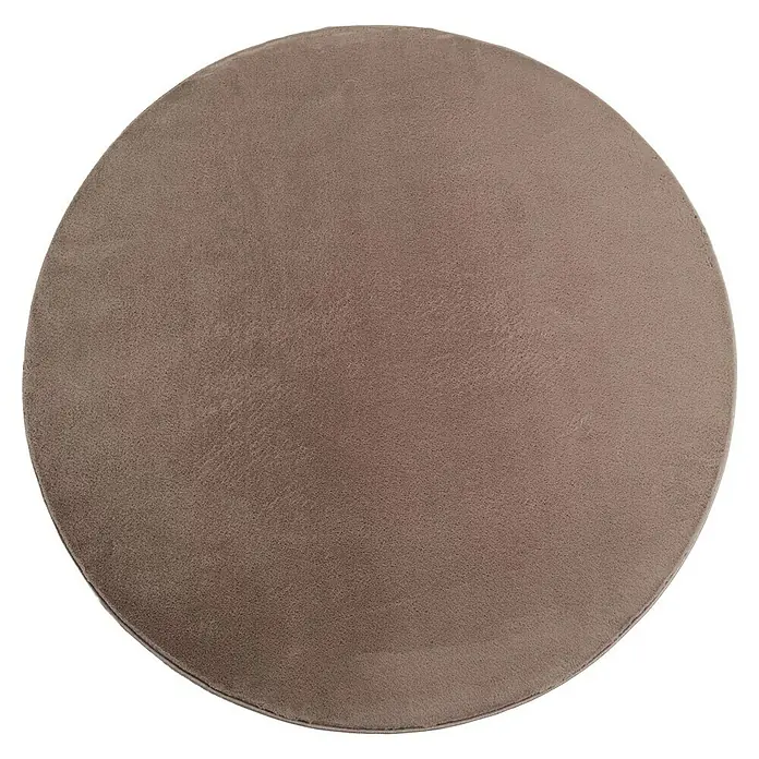 Kurzflorteppich Joy - Mokka, Durchmesser: 200 cm, 100 % Polyester - Ein runder, einfarbiger Teppich in einem sanften Erdton, ideal für Wohnräume, die eine warme und gemütliche Atmosphäre suchen.