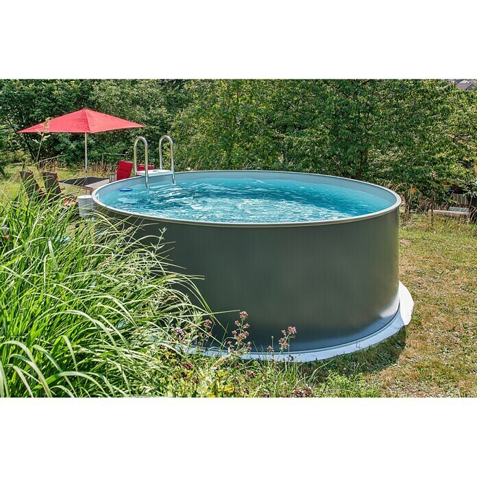 Malibu Pool-Set (Ø x H: 350 x 120 cm, 11 m³, Anthrazit)