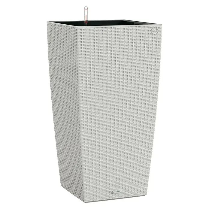 Lechuza Cottage Pflanzsäule eckig Cubico 40 - Außenmaß (L x B x H): 39,5 x 39,5 x 75,5 cm, Kunststoff, Lichtgrau - Stilvoller, hoher Pflanzkübel in Rattan-Optik für den Innen- und Außenbereich. Das integrierte Bewässerungssystem sorgt für eine optimale Versorgung der Pflanzen.