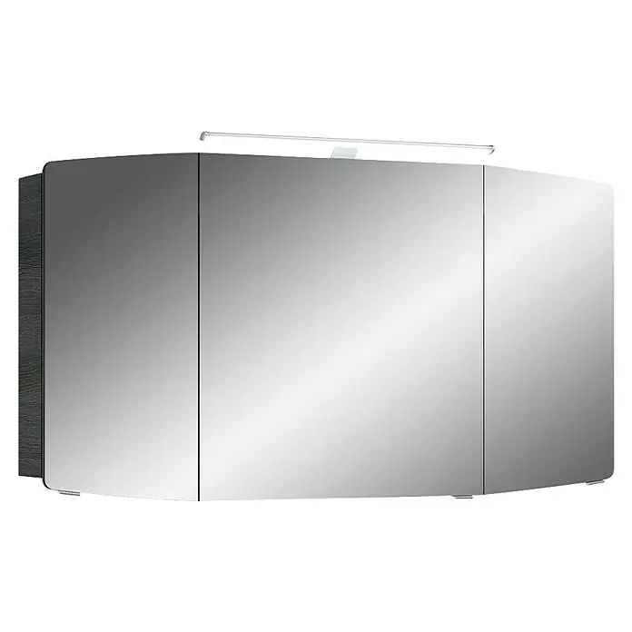 Pelipal Cassca LED-Spiegelschrank - B x H: 120 x 67 cm, Graphit - Ein dreitüriger Spiegelschrank mit integrierter Beleuchtung, ideal für das Badezimmer, bietet praktischen Stauraum und stilvolles Design.