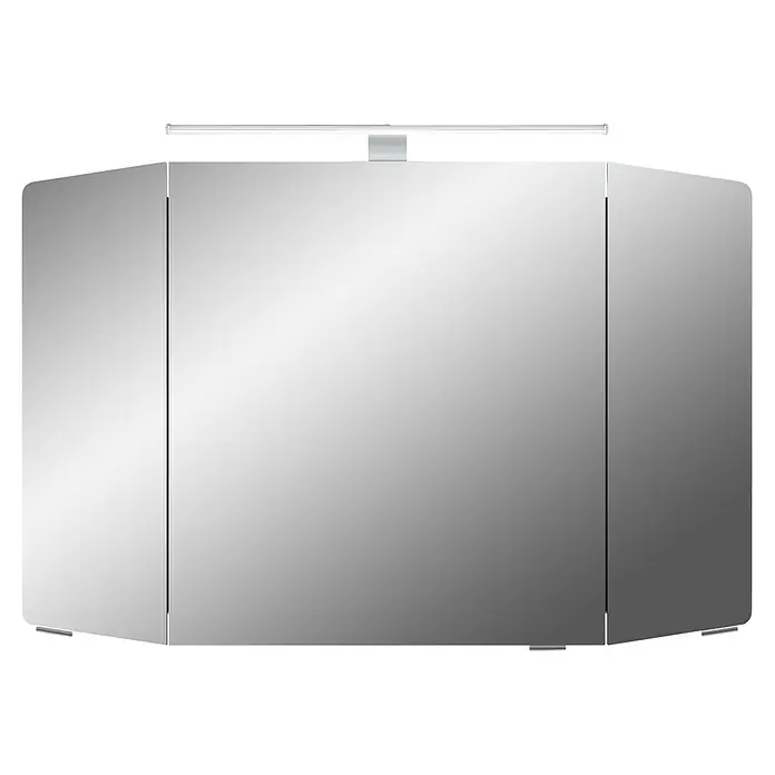 Pelipal Cassca LED-Spiegelschrank - B x H: 100 x 67 cm, Graphit - Ein Badezimmerspiegelschrank mit drei Spiegeltüren und einer oben angebrachten Leuchte sorgt für klare Sicht und viel Stauraum.