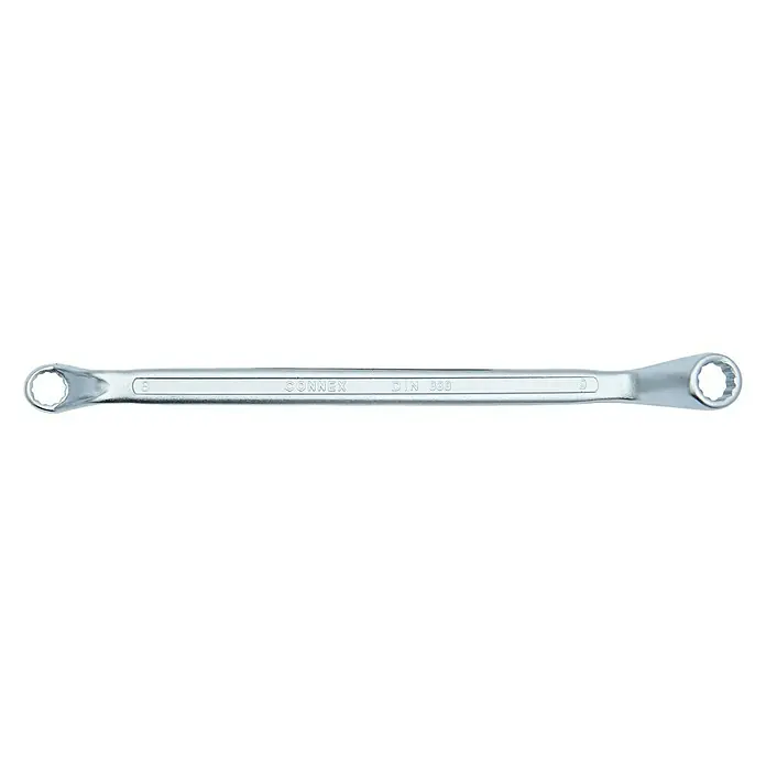 Connex Llave de anillo doble - Ancho de llave: 8 mm - 9 mm - Una llave de tubo de la marca Connex. La herramienta es de metal y tiene cabezas de tubo de diferentes tamaños en ambos extremos.