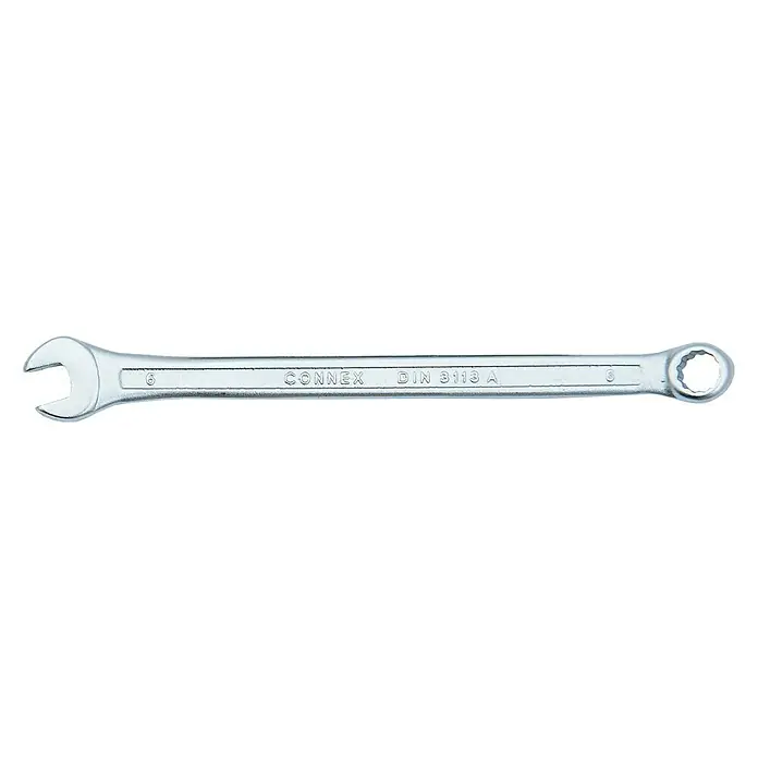 Connex Llave combinada - Ancho de llave: 6 mm - Llave combinada Connex plateada, ideal para diversas reparaciones y proyectos de construcción. Herramienta versátil.