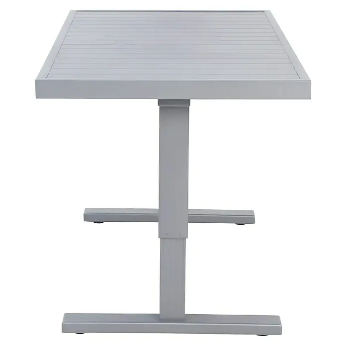 Sunfun Maja Garten-Loungetisch - L x B x H: 138,5 x 70 x 72 cm, Stahl, Night-Grey - Bild eines modernen, grauen Stehtisches mit quadratischer Platte, ideal für den Außenbereich und stilvolle Veranstaltungen.