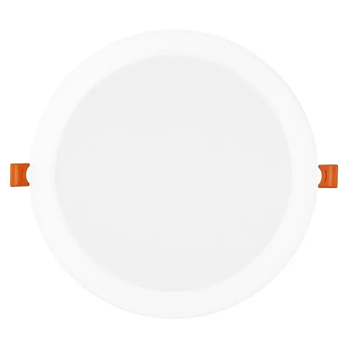 Ledvance Pack downlights LED - 18 W, 22 x 3,1 cm, Blanco, Blanco frío, 6 ud. - Lámpara de techo LED redonda con soportes naranja, ideal para interiores modernos y soluciones de iluminación eficientes.