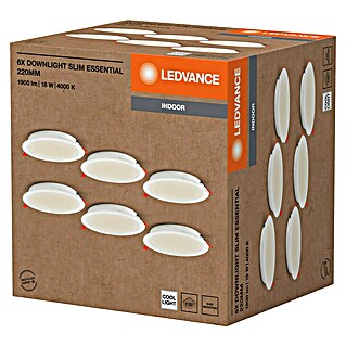 Ledvance Pack downlights LED (18 W, 22 x 3,1 cm, Blanco, Blanco neutro, 6 ud.)