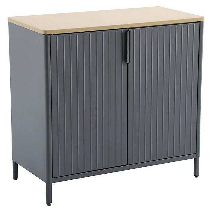 Sunfun Solo Garten-Aufbewahrungschrank (L x B x H: 90 x 46 x 86 cm, Stahl, Polywood, Night-Grey) | BAUHAUS
