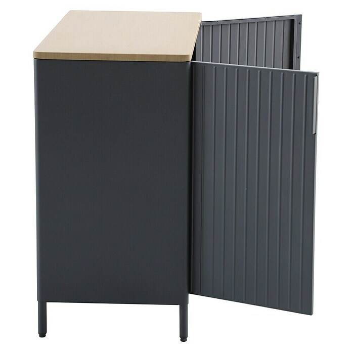 Sunfun Solo Garten-Aufbewahrungschrank (L x B x H: 90 x 46 x 86 cm, Stahl, Polywood, Night-Grey) | BAUHAUS
