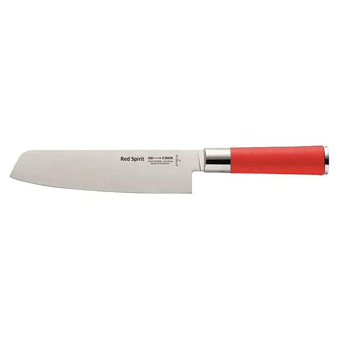 Dick Red Spirit Küchenmesser - Stahl, Länge: 31,7 cm - Ein scharfes F. Dick Red Spirit Kochmesser mit rotem Griff, ideal zum Schneiden und Zubereiten in der Küche.