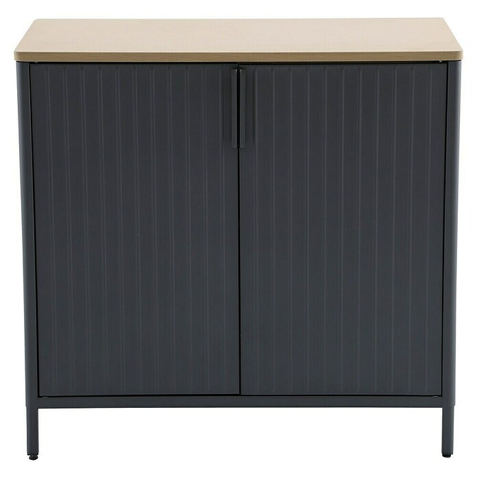 Sunfun Solo Garten-Aufbewahrungschrank (L x B x H: 90 x 46 x 86 cm, Stahl, Polywood, Night-Grey) | BAUHAUS
