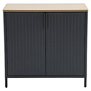 Sunfun Solo Garten-Aufbewahrungschrank (L x B x H: 90 x 46 x 86 cm, Stahl, Polywood, Night-Grey)