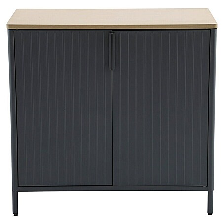 Sunfun Solo Garten-Aufbewahrungschrank (L x B x H: 90 x 46 x 86 cm, Stahl, Polywood, Night-Grey)