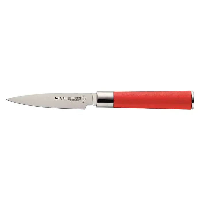 Dick Red Spirit Küchenmesser - Stahl, Länge: 21,6 cm - Ein Küchenmesser der Marke "Red Spirit" von Dick mit rotem Griff, ideal zum Schneiden von Gemüse und Fleisch.