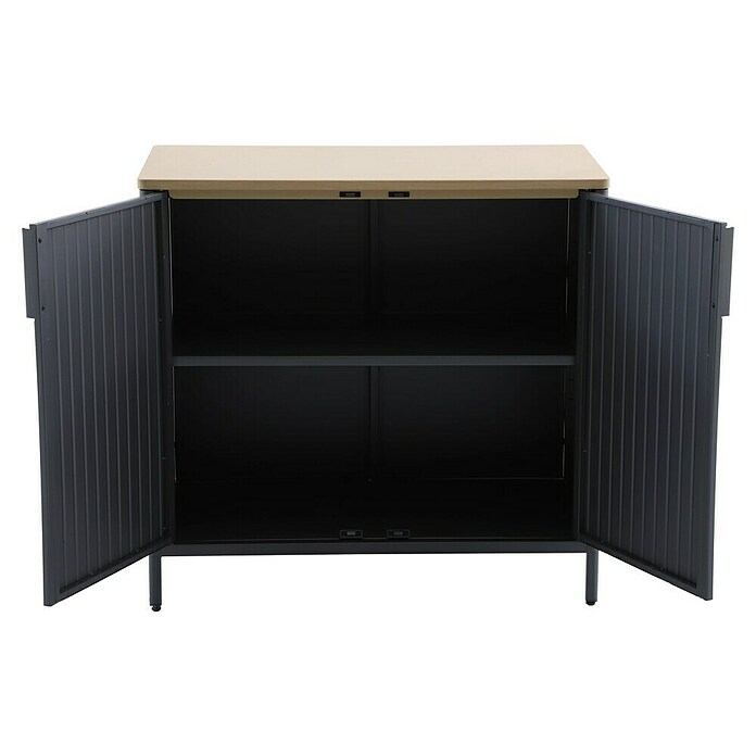 Sunfun Solo Garten-Aufbewahrungschrank (L x B x H: 90 x 46 x 86 cm, Stahl, Polywood, Night-Grey) | BAUHAUS