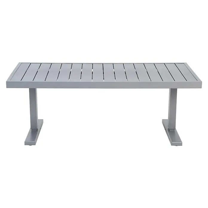 Sunfun Maja Garten-Loungetisch - L x B x H: 138,5 x 70 x 72 cm, Stahl, Night-Grey - Abbildung eines grauen Gartentisches mit Lattenrost und stabilem Untergestell, ideal für den Außenbereich.