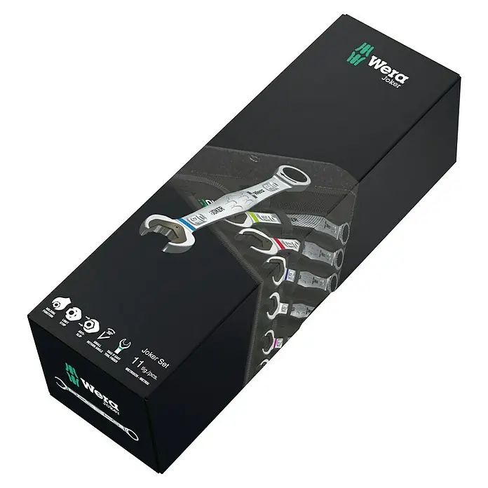 Wera Joker Ringmaulschlüssel-Satz Joker - Schlüsselweite: 8 mm - 19 mm, 11 -tlg. - Das Wera Joker Set: 11-teiliges Maulschlüssel-Set für metrische Schrauben. Ideal für Werkstatt und Montage.