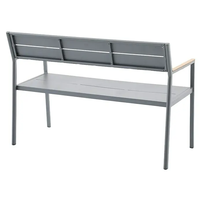 Sunfun Maja Gartenbank - B x T x H: 126 x 55 x 85 cm, Aluminium, Polywood, Night-Grey - Graue Gartenbank aus Metall mit Lattenrost-Design für Sitzfläche und Rückenlehne, ideal für den Außenbereich.