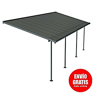 Palram – Canopia Marquesina adosada Capri (An x Pr: 739 x 299 cm, Antracita, Policarbonato, Gris)