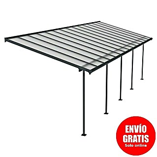 Palram – Canopia Marquesina adosada Sierra (An x Pr: 860 x 299 cm, Antracita, Policarbonato, Gris)