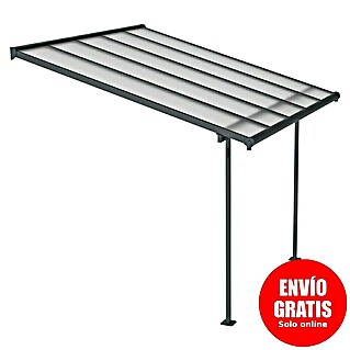 Palram – Canopia Marquesina adosada Sierra (An x Pr: 314 x 299 cm, Antracita, Policarbonato, Gris)