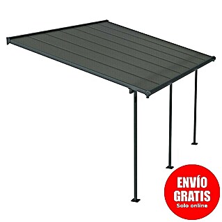 Palram – Canopia Marquesina adosada Capri (An x Pr: 434 x 299 cm, Antracita, Policarbonato, Gris)