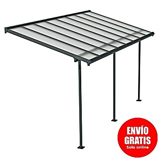 Palram – Canopia Marquesina adosada Sierra (An x Pr: 447,5 x 228 cm, Antracita, Policarbonato, Gris)